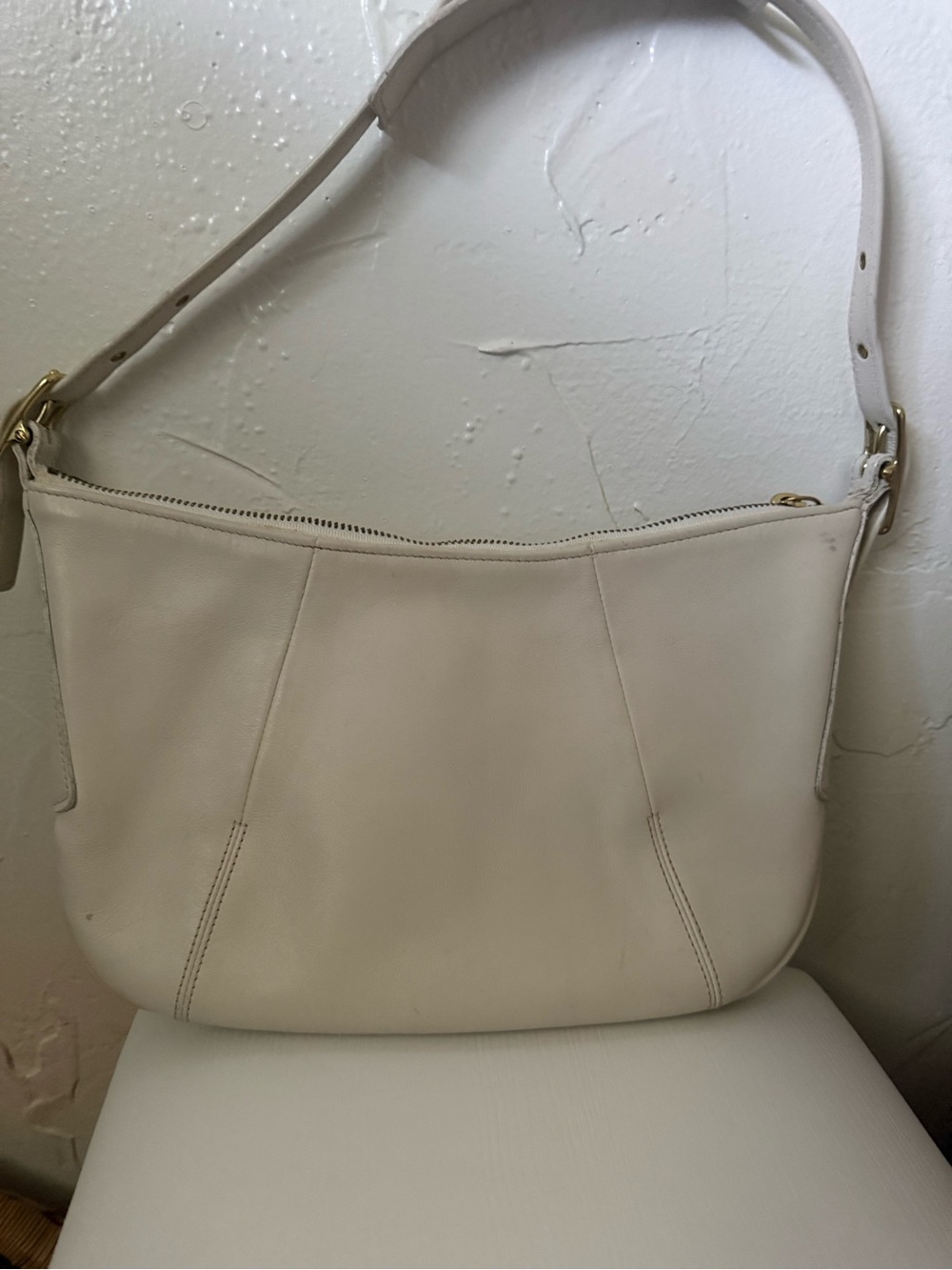 Vintage Coach White Leather Fortune Cookie Ergo Bag 9214